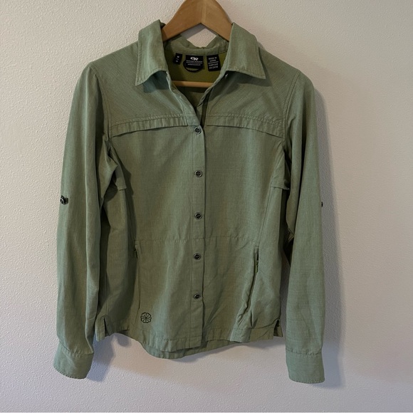 Outdoor Research Tops - Outdoor Research Vented UPF 50+ Long Sleeve Button Up Hiking Shirt Sage Green-M
